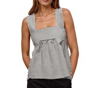 Generisch 2026 Elegantes camisetas sin mangas y top casual de verano con tirantes finos y top sin espalda con pajarita y estampado a cuadros para el día a día, gris, M