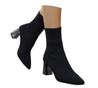 Generisch 2026 Europa los Estados Unidos Estados Unidos comercio exterior para botas gruesas con botas redondas después de la correa modelos clásicos botines botas cortas, Negro , 42 EU
