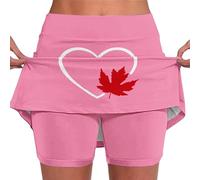 Generisch 2026 Falda deportiva para mujer con bolsillos laterales y braga integrada, falda casual de verano con estampado de bandera de Canadá para uso diario, Rosa., 5XL