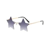 Generisch 2026 Gafas de sol de estrellas sin montura para mujer, gafas de estrellas coloridas para fiesta JGA Festival Gafas divertidas y locas Marco dorado conjunto de lentes moradas, gris, Ver