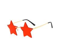 Generisch 2026 Gafas de sol de estrellas sin montura para mujer, gafas de estrellas coloridas para fiesta JGA Festival Gafas divertidas y locas Marco dorado conjunto de lentes moradas, rojo, Ver