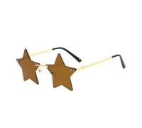 Generisch 2026 Gafas de sol de estrellas sin montura para mujer, gafas de estrellas coloridas para fiesta JGA Festival Gafas divertidas y locas Marco dorado conjunto de lentes moradas, gris, Ver