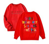 Generisch 2026 Gott ist in ihr sie wird nicht Hoodie Sweatshirt mit Bibelvers Preppy Top für Schule Freizeit Outdoor, rojo, 9-10 años