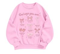 Generisch 2026 Gott SAGT Sudadera con capucha con versículo de la Biblia en diseño clásico para actividades de ocio diarias ocasiones festivas, Rosa., 3-4 años