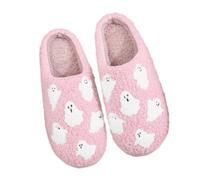 Generisch 2026 Halloween Lindos Dibujos Animados Cálidos Zapatillas de Invierno para Parejas Mujer Zapatos de Salón con Diseño Fantasma, Rosa., 45 EU