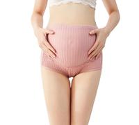 Generisch 2026-Hochgeschnittene Umstandsunterwäsche mit Bauchstütze Schwangerschaftsslips weich atmungsaktiv gerippt dehnbar verstellbar Spitzenbesatz bequem nahtlos für die Zeit nach der Geburt, Rosa