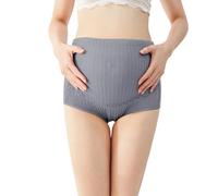 Generisch 2026-Hochgeschnittene Umstandsunterwäsche mit Bauchstütze Schwangerschaftsslips weich atmungsaktiv gerippt dehnbar verstellbar Spitzenbesatz bequem nahtlos für die Zeit nach der Geburt, gris