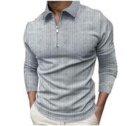 Generisch 2026 Hombres Casual Cremallera Top Camisas Turn-Down Cuello Rayas Blusas con Blusas Impresas, gris, 3XL