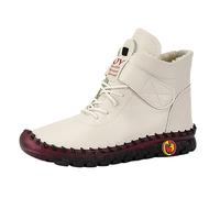Generisch 2026 Invierno Gran Comercio Exterior Zapatos De Mujer Con Cordones De Felpa Caliente Interior Botas Cortas Para Mujeres, Blanco, 37 EU