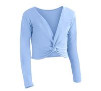 Generisch 2026 Invierno Niño Manga Larga Cálida Color Sólido Blusa Ballet Wrap Tops Terciopelo Danza Suéter, azul, XL