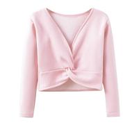 Generisch 2026 Invierno Niño Manga Larga Cálida Color Sólido Blusa Ballet Wrap Tops Terciopelo Danza Suéter, PK2, 6-7 años