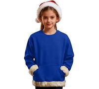 Generisch 2026 Jersey de forro polar para camisa de manga larga informal suave Traje de invierno cálido Ropa de todos los días Ropa cómoda para niños con cuello redondo, azul, 8-9 años