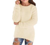 Generisch 2026 - Jersey de otoño de forro polar, ajuste holgado, manga larga, suave, cálido, dulce ropa de ocio para niños pequeños, cómodos atuendos diarios, amarillo claro, 9-10 años