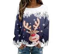 Generisch 2026 Jersey de punto grueso con patrón de textura para acogedor top de invierno con cuello redondo elegante túnica de manga larga holgada moda de vacaciones ropa exterior suave, marine, XXL