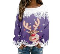 Generisch 2026 Jersey de punto grueso con patrón de textura para acogedor top de invierno con cuello redondo elegante túnica de manga larga holgada moda de vacaciones ropa exterior suave, morado, XXL