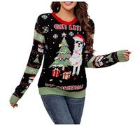Generisch 2026 Jersey de punto para mujer con patrón de luz LED para Navidad, invierno, novedad