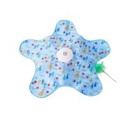 Generisch 2026 Juego de escondite interactivo con gato, varilla escondida móvil, carga automática, patrón floral chirriante, función de juego para interiores (azul, 65 cm)