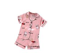 Generisch 2026 Kinder Kleinkind Baby Mädchen Frühling Sommer Cartoon Print Kurzarm Nachtwäsche Outfits Pyjamas Kleidung (3-4 Years)