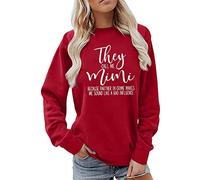 Generisch 2026 Letra que me llames Mimi Estampado Cuello Redondo Sudadera Manga Larga Top Jersey Mujer Sin Capucha Casual Top Top, rojo, M