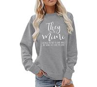 Generisch 2026 Letra que me llames Mimi Estampado Cuello Redondo Sudadera Manga Larga Top Jersey Mujer Sin Capucha Casual Top Top, gris, M