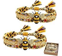 Generisch 2026 Limited Edition Handmade Honey Bee Woven Bracelet, Honey Bee Adjustable Bangle Bracelet, Bee Bracelet with Blessings and Hope, Bee Flower Woven Bracelets, Unique Gifts for Friend, Eine