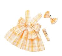 Generisch 2026 Lindo y elegante vestido de arnés para perro con lazo a cuadros para perros pequeños, perfecto para uso en interiores y exteriores, varios tamaños disponibles (amarillo, S)