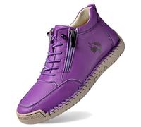 Generisch 2026 Modelos Montela Sneakers Mocasines Casual Mujer con Cremallera Correa al Tobillo, morado, 39 EU Ancho