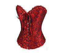 Generisch 2026 - Mujer Fiesta Gótica Floral Encaje Up Slim Corsé Bustier Top Cosplay Disfraces Para Niños Anime, rojo, M