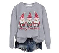 Generisch 2026 Mujer Invierno Letra Estampado Cuello Redondo Sudadera Casual Top, Gris claro., L