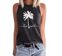 Generisch 2026 Mujer Moda Verano Estampado De Coco De Algodón De Color Camiseta De Tirantes Ajuste Cómodo Top De Manga Corta Sling, Negro , L