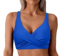 Generisch 2026-Mujer Tankini Traje De Baño Top Fruncido Traje De Baño Top Flotante Tank Top Sin Parte Inferior 2025, azul, XXL