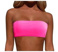 Generisch 2026 - Mujer Traje de Baño Tops sin Tirantes Parte Superior Bikini Bandeau Natación Top Tubo Top Traje de Baño Blusa Correa de Hombro Desmontable Camisa, Rosa., M