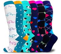 Generisch 2026 Mujeres 6 Piezas Calcetines Largos de Compresión Leggings Calcetines de Compresión Larga Running Calcetines Deportes al Aire Libre, azul, L