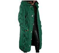 Generisch 2026 Mujeres Casual Manga Larga De Punto Frente Abierto Moda Suelta Elegante Suéter Cálido Bolsillo De Un Solo Pecho Abrigo, verde, M