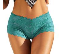 Generisch 2026 Mujeres Encaje Boyshort Bragas Floral Ropa Interior de Baja Rise Señoras Calzoncillos Cómodos Lencería Femenina, verde menta, L
