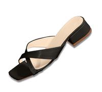 Generisch 2026 Mujeres Nuevos Zapatos de Mujer Verano Plaid Dedos De Pescado Sandalias De Mujer Tacón Grueso Tacón Medio Zapatos De Moda Sandalias, Negro , 42 EU Ancho
