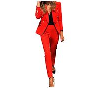Generisch 2026 mujeres oficina sólido delgado conjunto hipnosis abrigo moda dos piezas, rojo, S