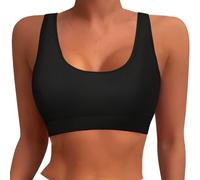 Generisch 2026 Mujeres Sujetador Deportivo Bikini Top Racerback Natación Top Halter Trajes de Baño Top Acolchado Crop Tops Traje de Baño Táctico, Negro , L