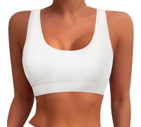 Generisch 2026 Mujeres Sujetador Deportivo Bikini Top Racerback Natación Top Halter Trajes de Baño Top Acolchado Crop Tops Traje de Baño Táctico, Blanco, L