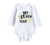Generisch 2026 My First Year Ropa Recién Nacido Bebé Niño Nuevo Trajes de Año Nuevo Conjunto de Mono con Impresión Letra, Blanco, 12-18 meses