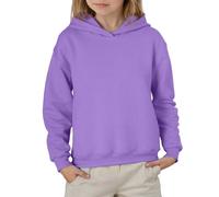 Generisch 2026-Niñas Manga Larga Color Sólido Sudadera Con Capucha Suéter Top Para Tweens Casual Cómodo Forro Polar Sudadera, morado, 7-8 años