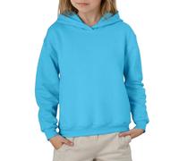 Generisch 2026-Niñas Manga Larga Color Sólido Sudadera Con Capucha Suéter Top Para Tweens Casual Cómodo Forro Polar Sudadera, azul claro, 6-7 años