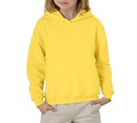 Generisch 2026-Niñas Manga Larga Color Sólido Sudadera Con Capucha Suéter Top Para Tweens Casual Cómodo Forro Polar Sudadera, amarillo, 7-8 años