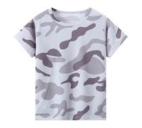 Generisch 2026 Niños Niños Bebé Niños Niñas Rayas Manga Corta Cuello Redondo Camisetas Tops T Ropa Para Niños, gris, 3-4 años