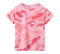 Generisch 2026 Niños Niños Bebé Niños Niñas Rayas Manga Corta Cuello Redondo Camisetas Tops T Ropa Para Niños, Rosa., 3-4 años