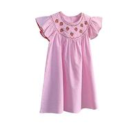 Generisch 2026 Niños Niños Niñas Volar Manga Fresa Bordado Vestidos Ropa, Rosa., 5-6 años
