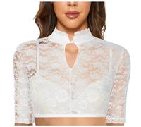 Generisch 2026 Novedades Sexy Mujer 1PC Lencería con aros Chaleco de Encaje Mujer Elegante Blusa Dirndlbluse Negra Blusa de Encaje para Oktoberfest Lencería, Blanco, XL