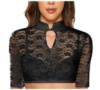 Generisch 2026 Novedades Sexy Mujer 1PC Lencería con aros Chaleco de Encaje Mujer Elegante Blusa Dirndlbluse Negra Blusa de Encaje para Oktoberfest Lencería, Negro , L
