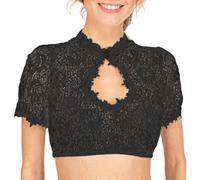 Generisch 2026 Novedades Sexy Mujeres Lencería Encaje Blusa Elegante Dirndl Blusa Negra Blusa de Encaje para Oktoberfest Lencería, Negro , XS