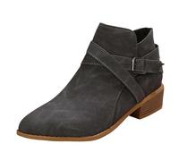 Generisch 2026 Novela Retro Botas Cortas Para Mujer/Invierno De Gran Tamaño Tacón Medio Tacón Grueso Dedos De Encaje Botas Desnudas Para Mujer, gris, 41 EU
